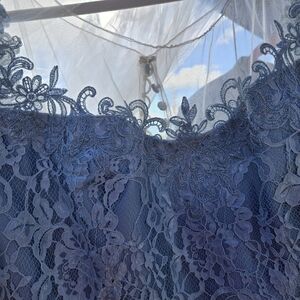 Mon Cheri Blue Lace Midi Dress